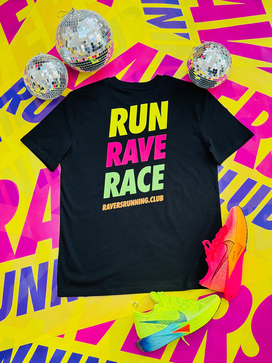 Black Run Rave Race Raving T Shirt (Unisex)