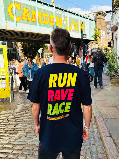 Navy Run Rave Race Raving T Shirt (Unisex)