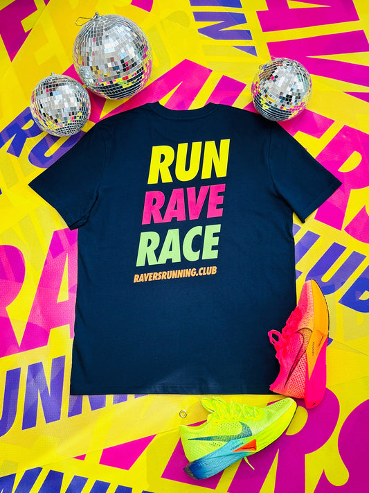 Navy Run Rave Race Raving T Shirt (Unisex)